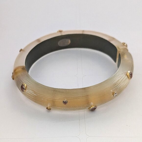Alexis Bittar Jewelry - ALEXIS BITTAR Resin Metal Dotted Stud Hinge Clamper Bangle Bracelet